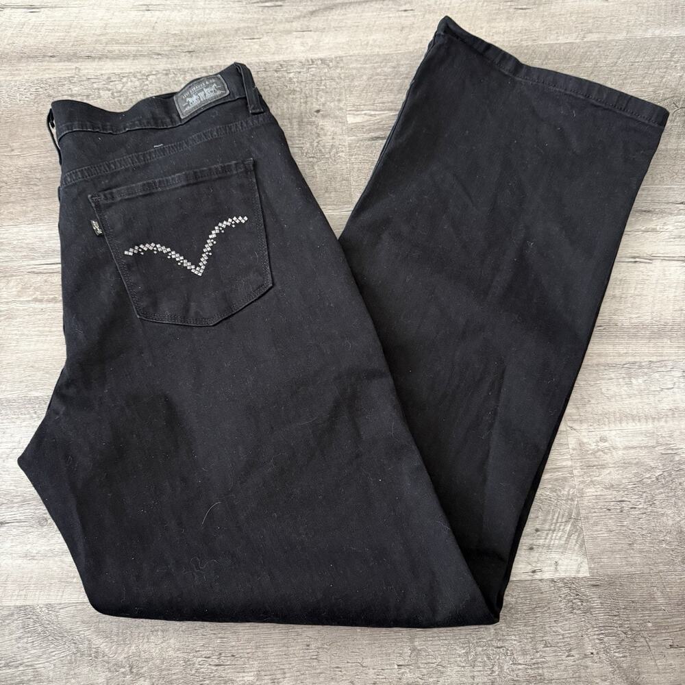 Levi’s Perfectly Slimming Bootcut 512 Jeans Womens 16L Long Black Dark Wash